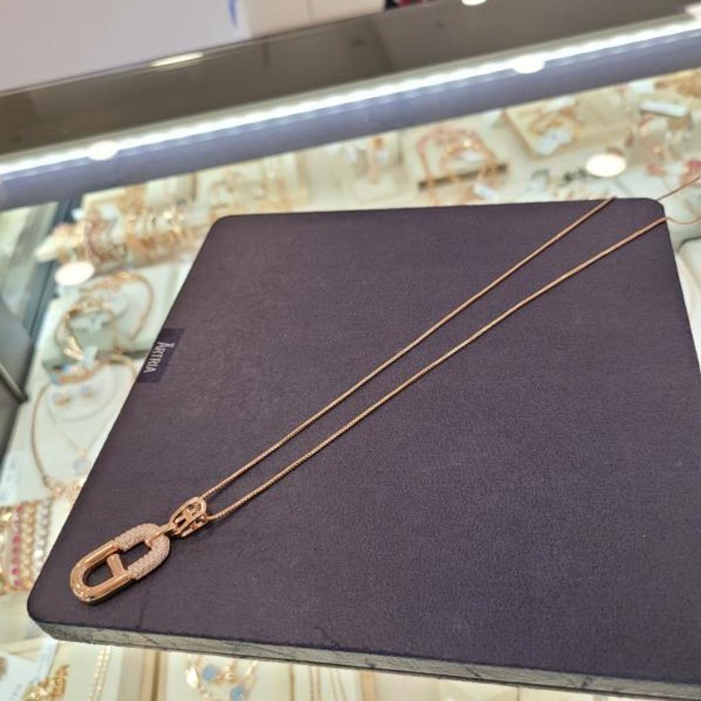 Atria Oval Front Chic G Cubic Line N Necklace JTONEFR0037PKF