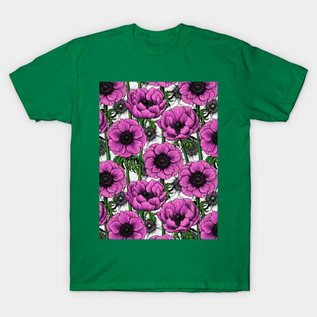 Unisex Fashion TShirt Pink Anemone Garden Print TShirt Plus Size S-5XL T-Shirt 100%Cotton Tops O Neck Short Sleeve Tees