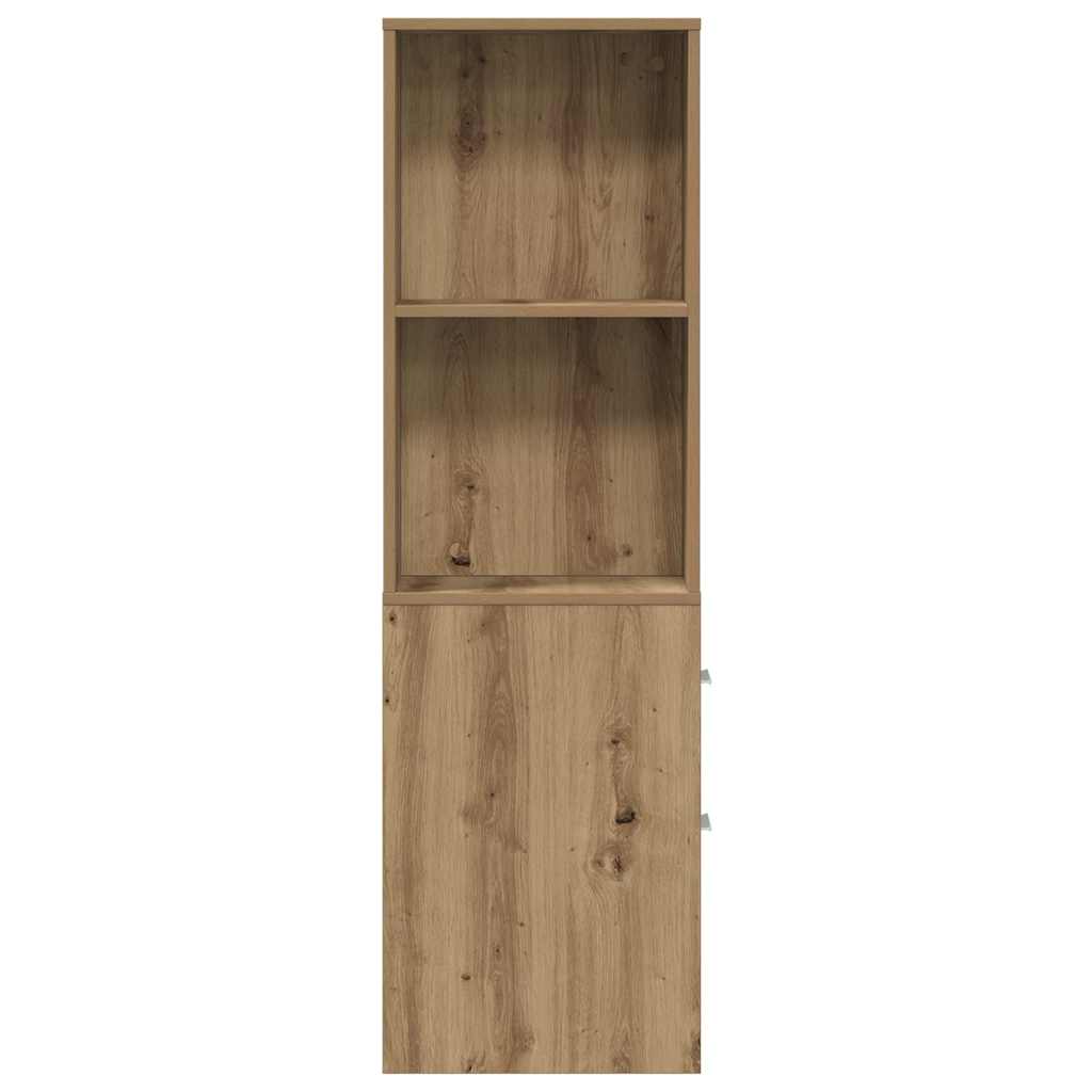 Narrow Bathroom Cabinet with Casters Artisan Oak Finish Particleboard