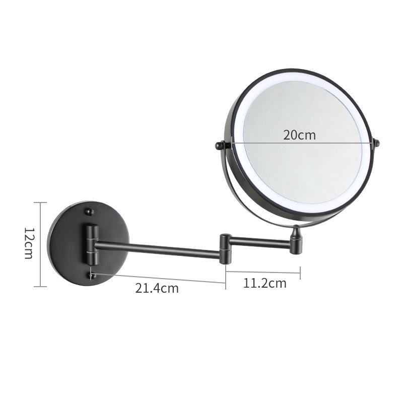 LED Lighted Wall-Mounted Double-Sided Magnifying Makeup Mirror for Bathrooms, Punch-Free Installation