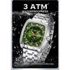 Men Watch Fashion Square Stainless Steel/Silicone Strap Waterproof Luminous Quartz Week Calendar Business Sports WristWatch