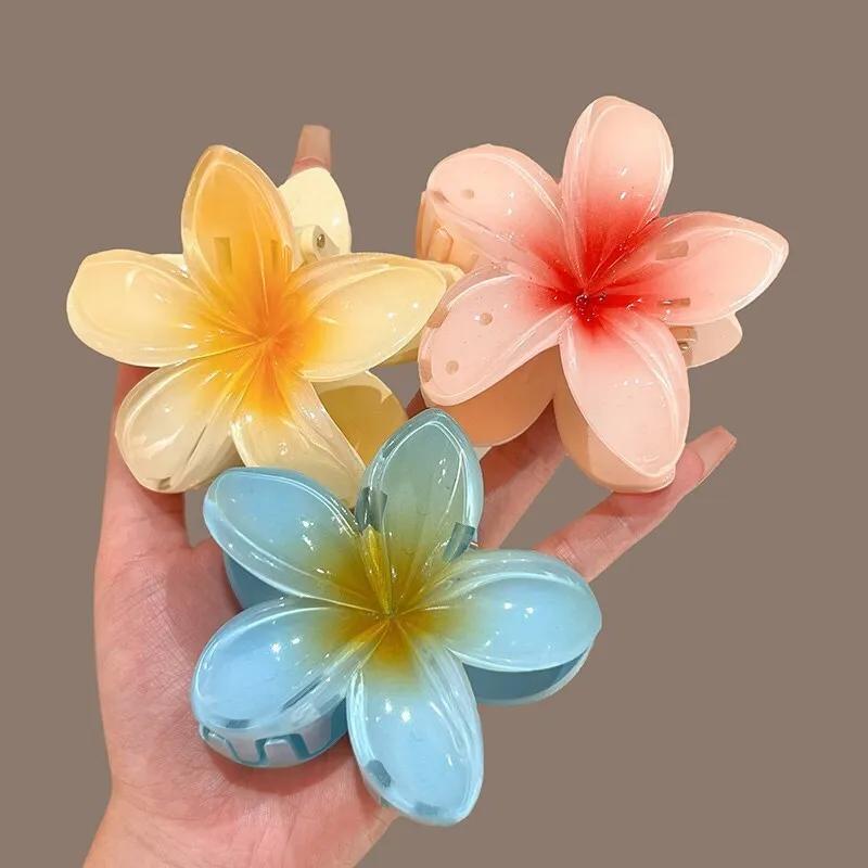 Flower Claw Clip Women Hawaiian Girl Hair Accessories Flower Ponytail Clip Clamp Barrettes Hairpin Summer Beach Jewelry