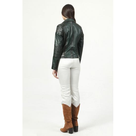 Damenjacke Yb-2164 Damenjacke aus echtem Leder mit Reißverschluss