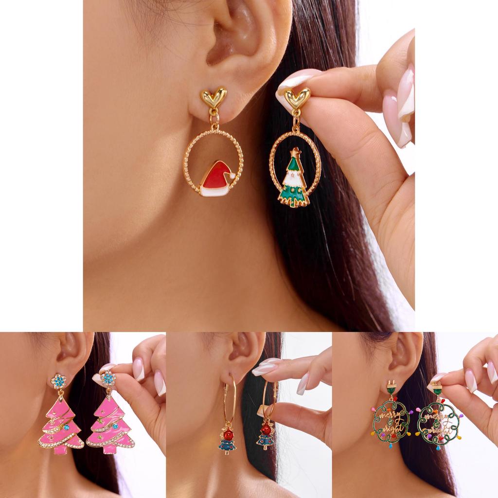 Christmas Bell Earrings With Glittering Alloy For Women And Men Holiday Party Jewelry