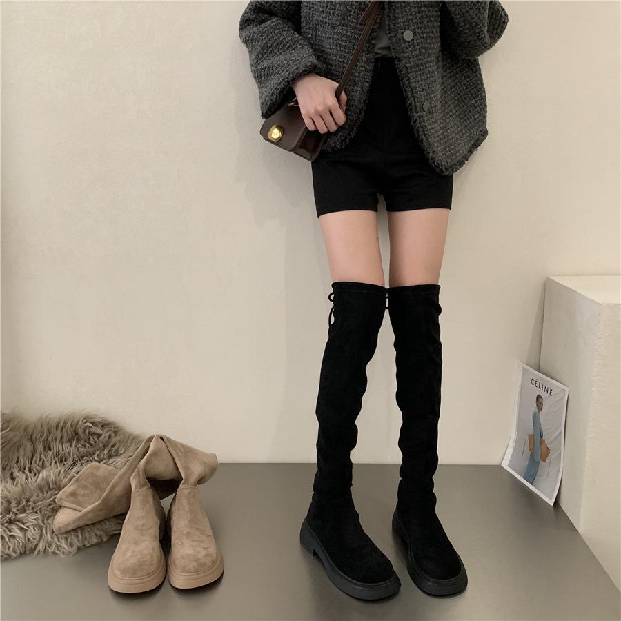 

Женские ботфорты на среднем каблуке, новые осенне-зимние, на толстом каблуке, черные, сексуальные, женские туфли, облегающие сапоги-рыцари, высокие носки 39 чёрный