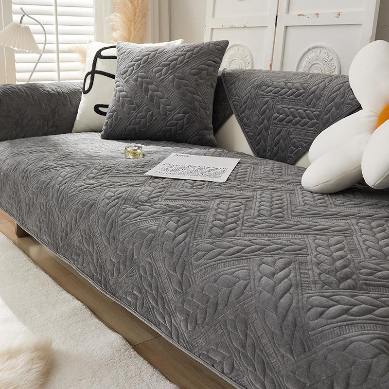 Nordic Plush Sofa Cover Cloth Light Luxury High-Grade Winter Thickened Modern Simple Cover Cover Non-Slip Stain-Resistant Sofa Cushion