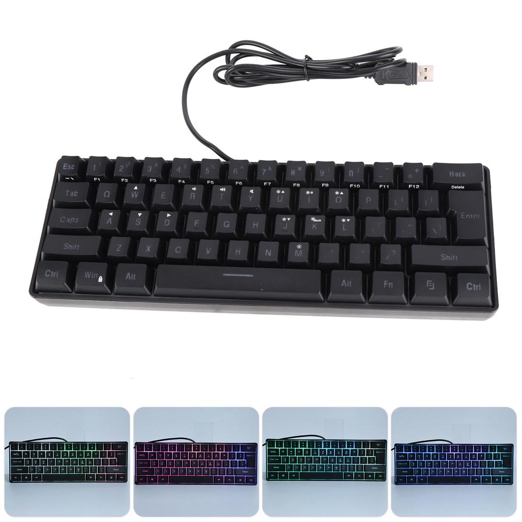 V700 Keyboard USB RGB Backlight Gaming Keyboard with 61 Keys for Laptop Desktop