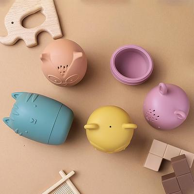 Juguetes de baño para bebés, animales de dibujos animados lindos, juguetes de agua para niños pequeños, baño de natación, rociador de silicona para bebés, bañera, juguete de animales para niños pequeños