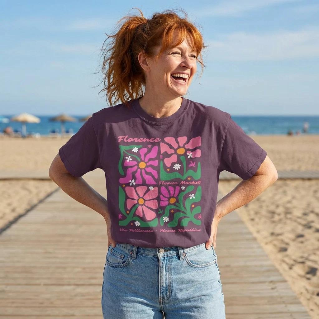 Boho Flower Shirt | Flower Market Tee | Floral Graphic | Oversized Floral Tee M