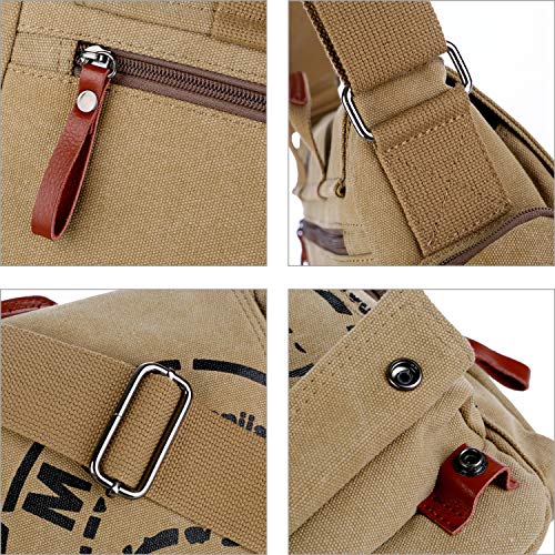 RAKEE Men's Canvas Tote Messenger Bag, Waterproof, A4 Size, Large Capacity, Durable, 4 Colors