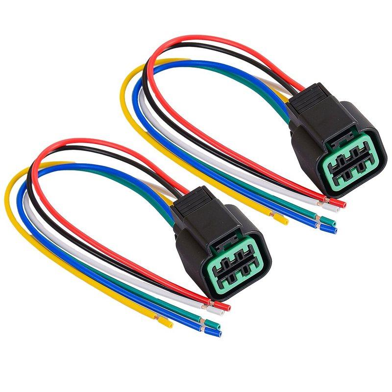 PB62506027 6 Way 2Pcs Headlight Headlamp Connector Adapter Harness Cable Wire Wiring Plug Pigtail Fit for Kia Sportage 2005-2010