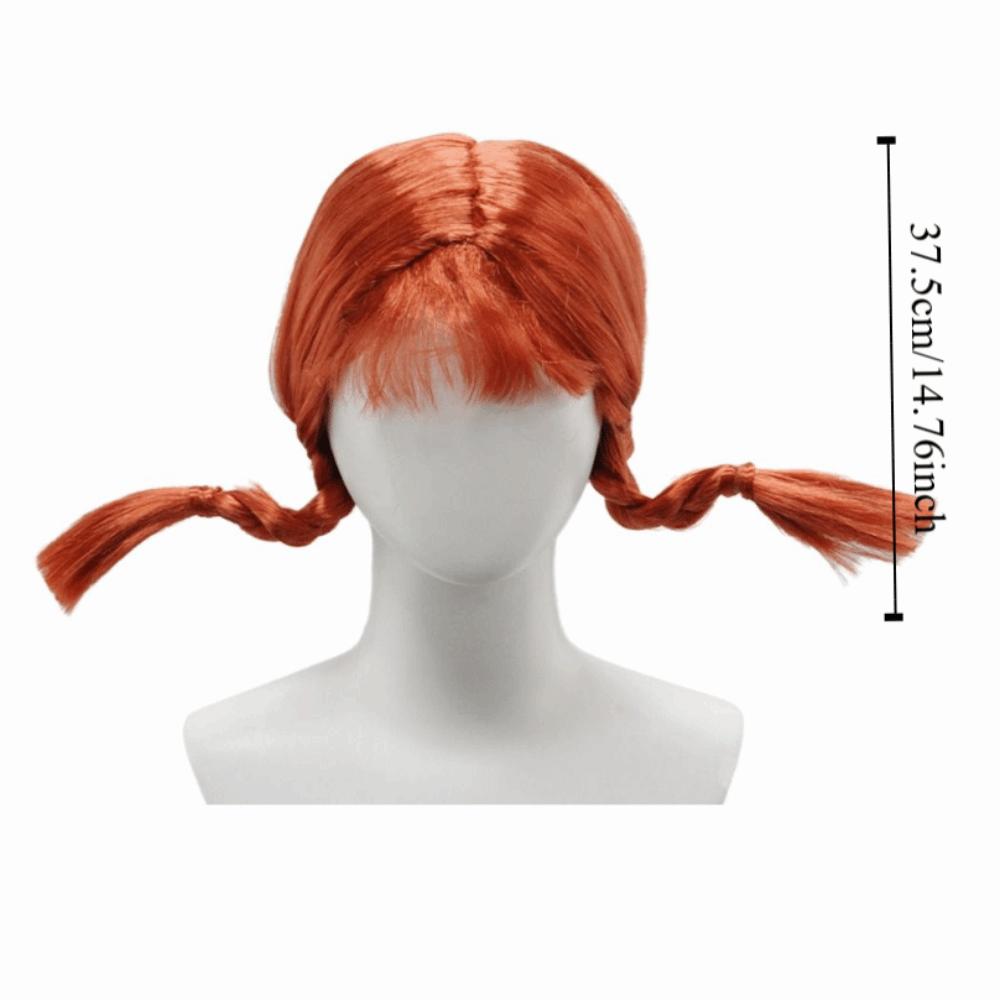 Neat Bangs Long Orange Hair Anime Twisted Braid Wig Synthetic Halloween Cosplay Wig Carnival Party