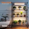 4-Tier Indoor Plant Shelf with 30W T5 Full Spectrum Grow Lights for Seed Starting and Seedlings Black Metal Plant Stand with Gr