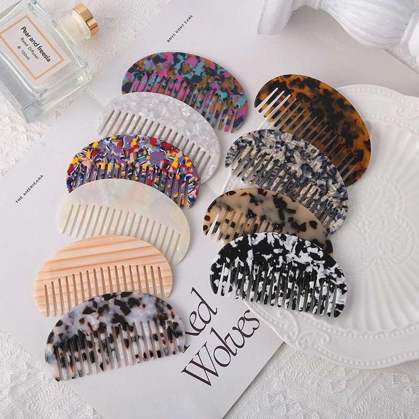 1 Pièce Peignes Demi-Ronds Antistatiques Dents Larges Acétate Brosses à Cheveux Extérieur Coloré Accessoires de Coiffure de Salon de Coiffure
