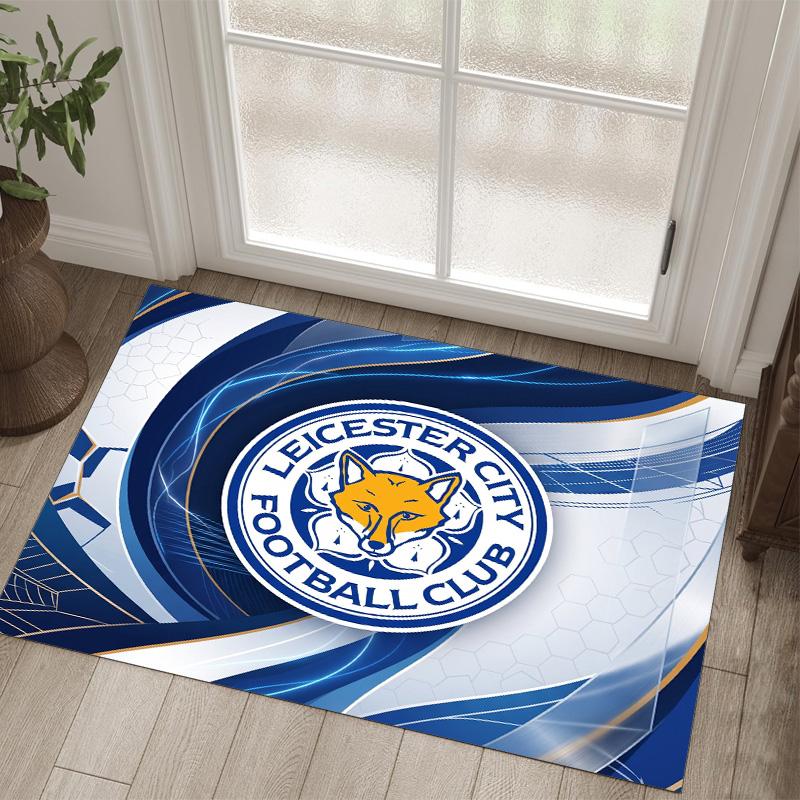 Leicester City Football Design Crystal Velvet Carpet Cozy Non?Slip Printed Rug For Bedroom Living Room Entrance