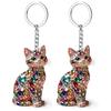 2 PCS Bag Key Decor Cute Rhinestone Cat Acrylic 2D Flat Kitten Hanging Ornament Mini Crystal Cat Pendant Gifts Bag Charm
