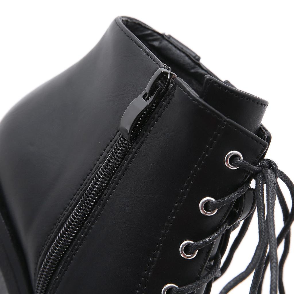 Autumn and winter large size strap platform women's shoes thick high heels short boots