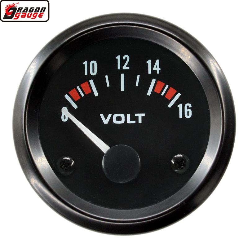 Dragon 52mm Pointer Auto Motor Car 8-16 Volts Gauge White Light Instrument Voltage Meter pod