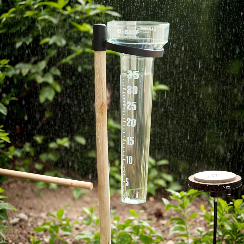 Polystyrene Rain Gauge Up To 35mm Plastic Rain Gauge with Stand Garden Outdoor Yard Rainfall Measurement for Garden Yard