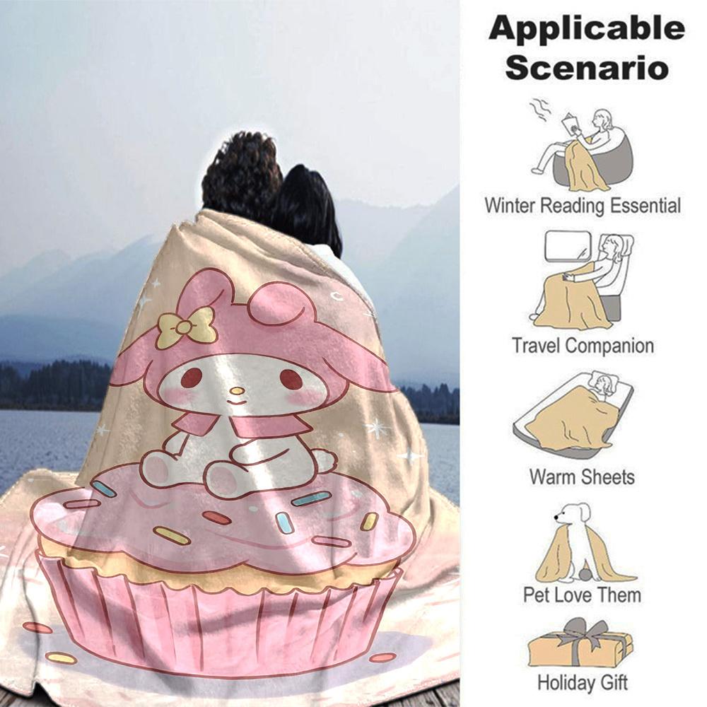 1 Stück Cupcake My Melody Decke Leichte Flanelldecke für Sofa Bett Reise Camping Wohnzimmer Büro Couch Sessel
