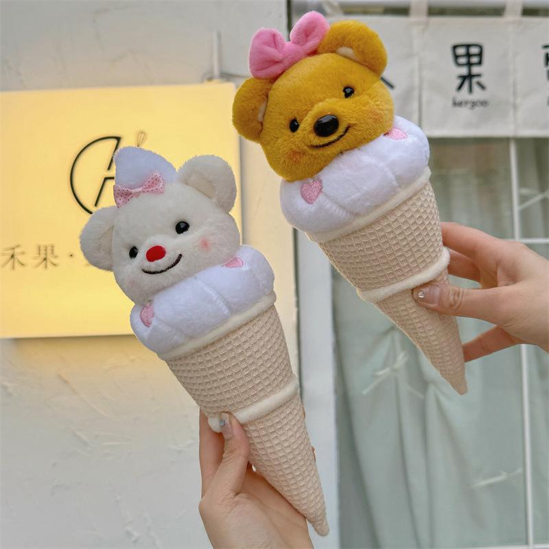 Cartoon Cute Butter Bear Ice Cream Doll Cone Pillow Ice Cream Plush Toy Children's Gift Doll