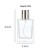 Threaded Flat Square Glass Perfume Bottle, 50ml Press Spray & 30ml Portable Refill, Transparent