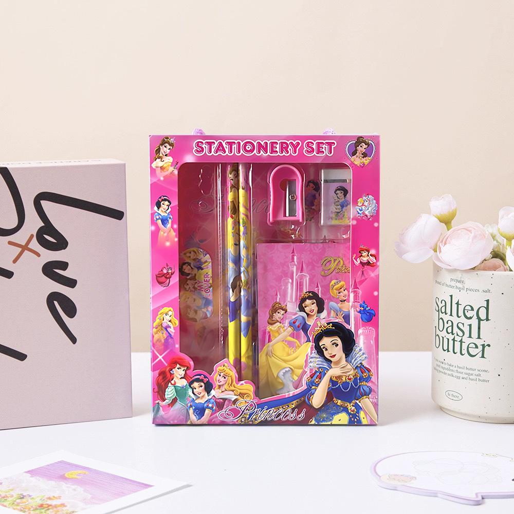 Disney Prinzessinnen-Stifteset, lila Design mit Lineal, Radiergummi und Büro-Schreibwaren-Geschenkbox für Schulanfang und Feiertagsgeschenke