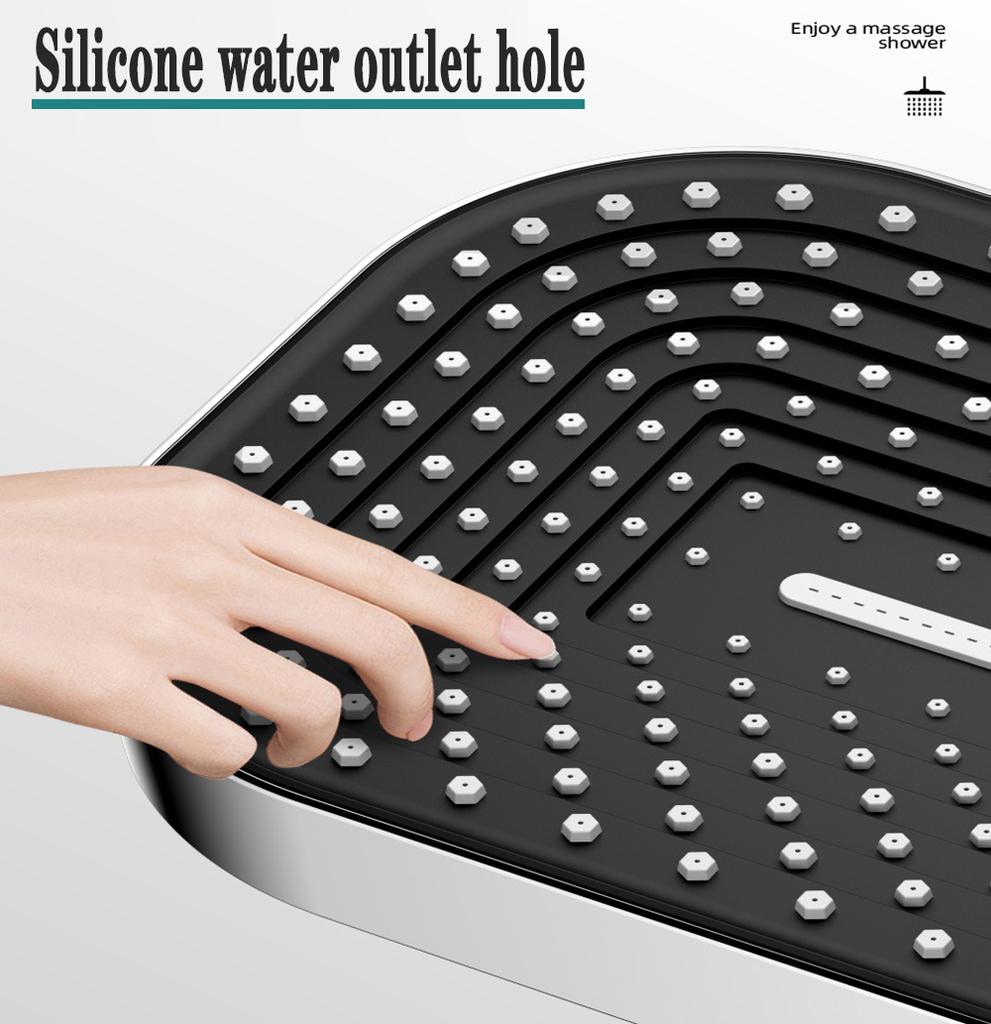 13 Inches Big Panel Large Flow Ceiling Mounted Supercharge Shower Head Set 3 Modes High Pressure Abs Rainfall Bathroom Shower