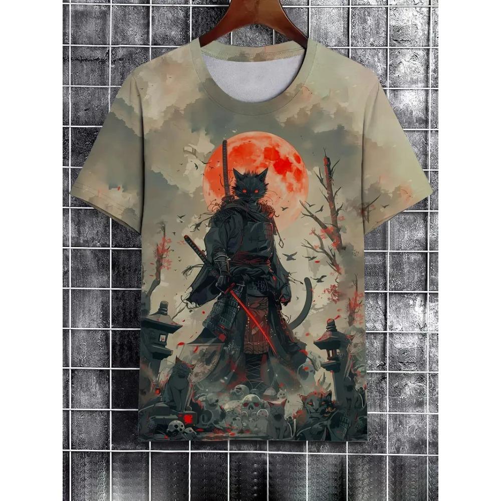 Sommer Herren 3D-Druck Rundhals T-Shirt Mode Vielseitig Atmungsaktiv Trend Lässig