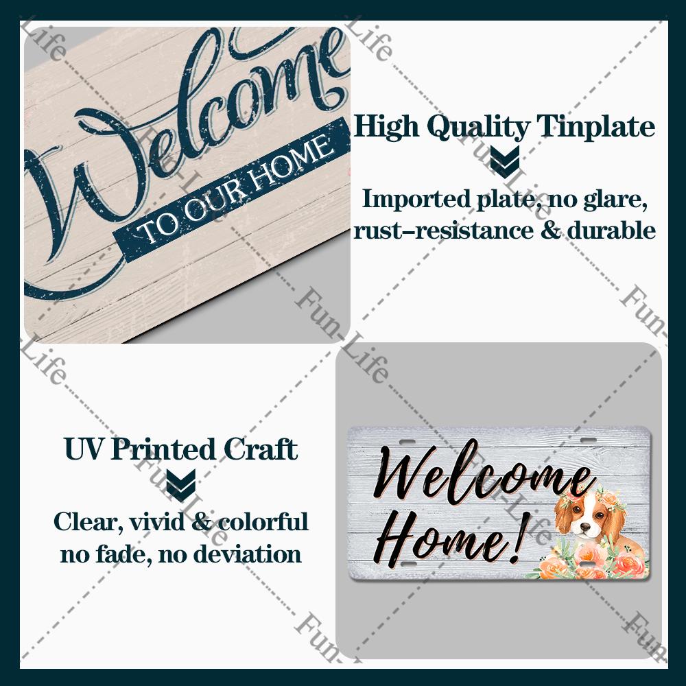 Welcome Home Metal Poster, Tin Signs, Vintage Pet, Family Hanging Plates, Plaque, Bar, Pub, Garden, Farm, Home Wall Decor