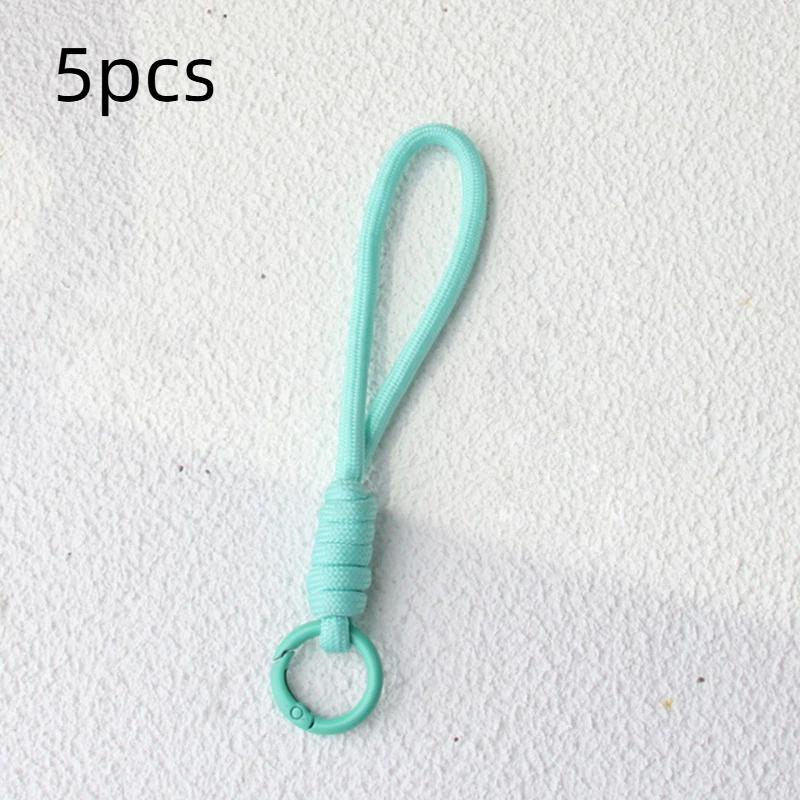 5 pièces/lot Porte-clés tressé coloré Lanière pour téléphone portable Corde à nœud anti-perte Sangle Porte-clés Hommes Femmes Accessoires Porte-clés de voiture