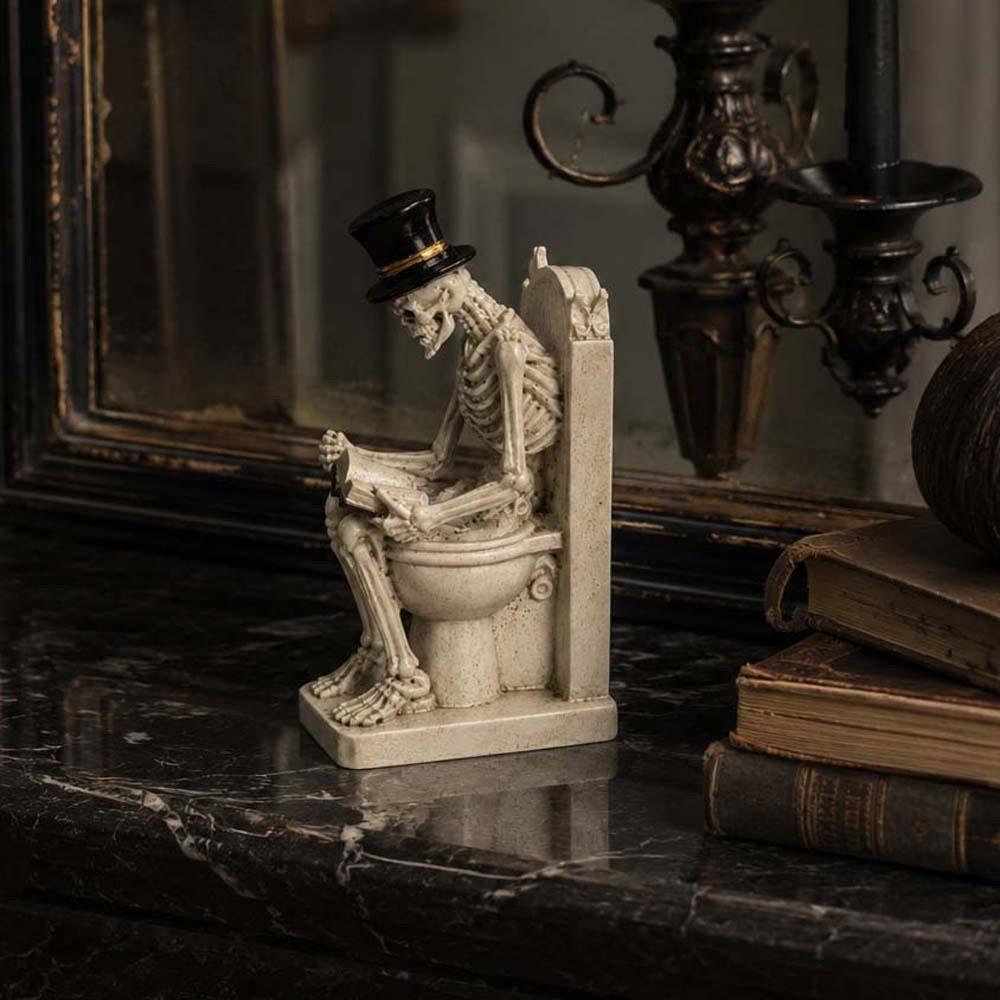 Durable Resin Funny Skull Figurine Vintage Style Halloween Desktop Sculpture  Collectors
