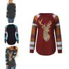 Festive Womens Christmas Tops With Sparkling Sequin Reindeer Long Sleeve Design