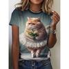 Summer Cute Cat Dances Ballet T-Shirts 3D Print Women Men Short Sleeve Round Neck T Shirt Tees Harajuku Y2K Tops Unisex Clothing