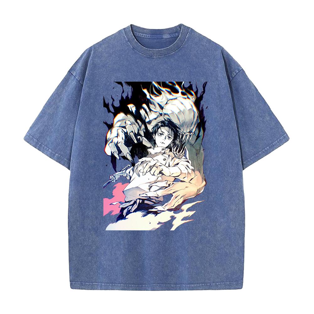 Okkotsu Yuta Orimoto Rika Printed Tee Anime Jujutsu Kaisen Tshirt Men Women Retro Washed T-shirts Harajuku Casual Cotton T Shirt
