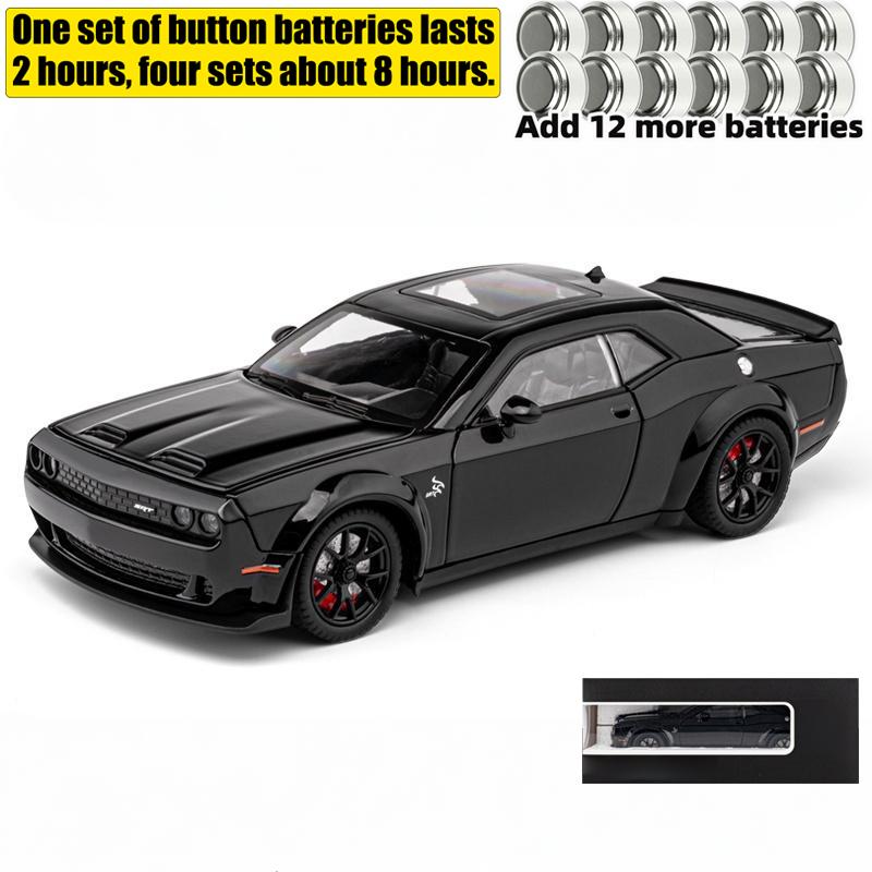 1:24 Dodge Challenger Hellcat Redeye Alloy Diecast Car Model High Simulation Ornament Toy Sound & Light Pull Back Holiday Gifts