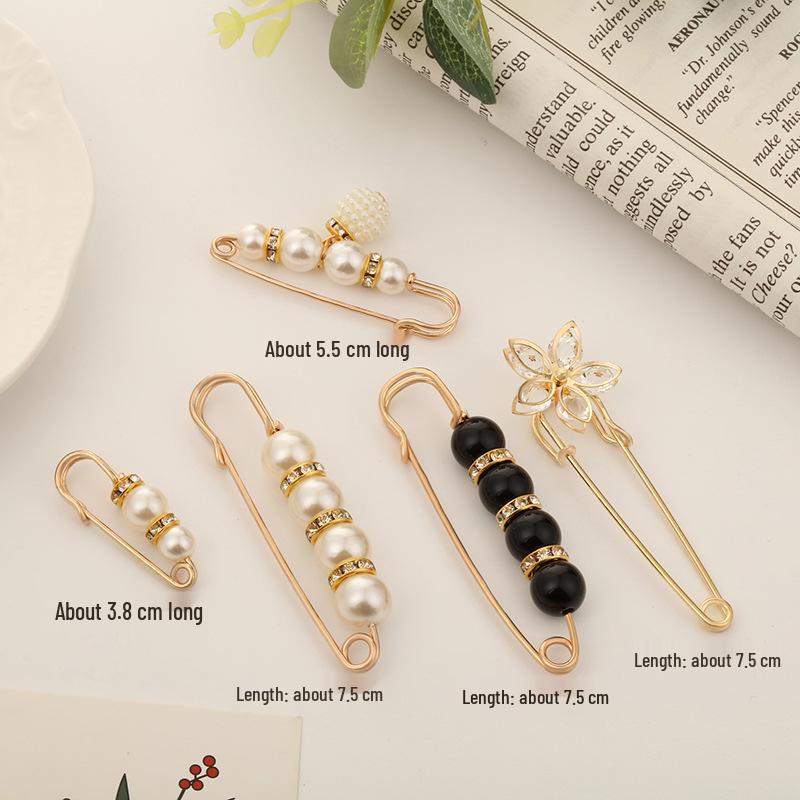 Pearl Waist Cinching Pin Set – Safety Pin Brooch for Women's Clothing