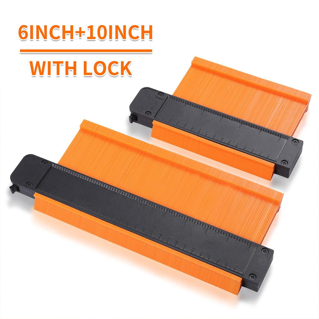 Wood Edge Shaping Profile Gauge Tiling Wood Measure Ruler with Lock 10 Inch