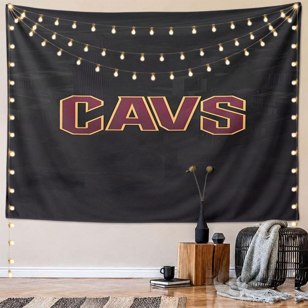CAVS Logo with Dark Urban Background Pattern Wall Hanging Tapestry Decorative Tapestry Home Decor for Bedroom and Living Room