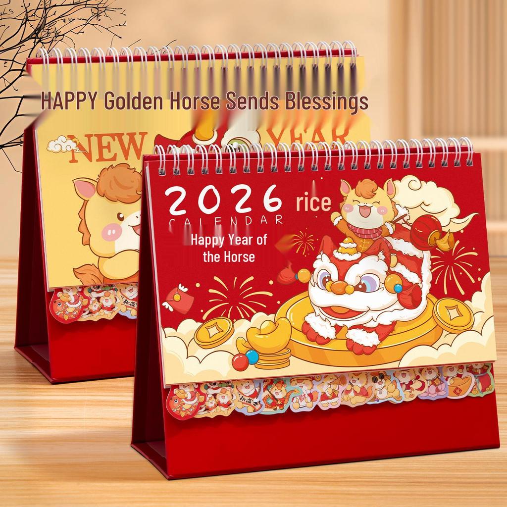 2026 Year of the Horse Cute Cartoon Desk Calendar - Simple Monthly Ins-Style Office Desktop Ornament