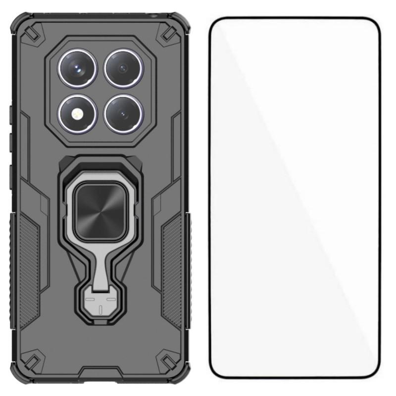 For Xiaomi Redmi Note 14 Pro 4G Phone Case WANLONFENG PC TPU Back Cover Kickstand with Tempered Glass