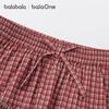Balabala Girls' Sweet Plaid Skirt with Bow