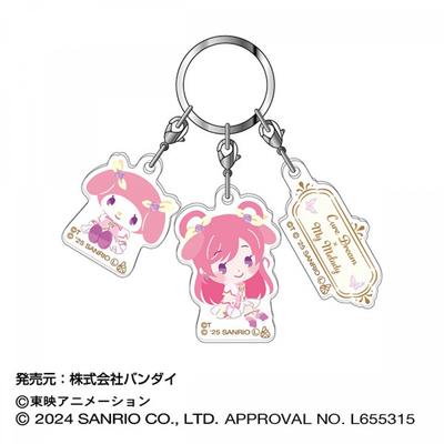 Sanrio Yes PreCure 5 postaviček Gogo X Sanrio Trojitý akrylový přívěsek na klíče 01 Cure Dream X My Melody