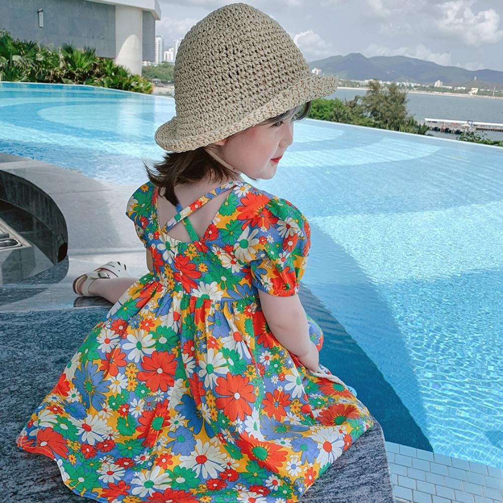 Girls' Summer Little Daisy Floral Skirt Baby Dress Pastoral Style Girls' Dress