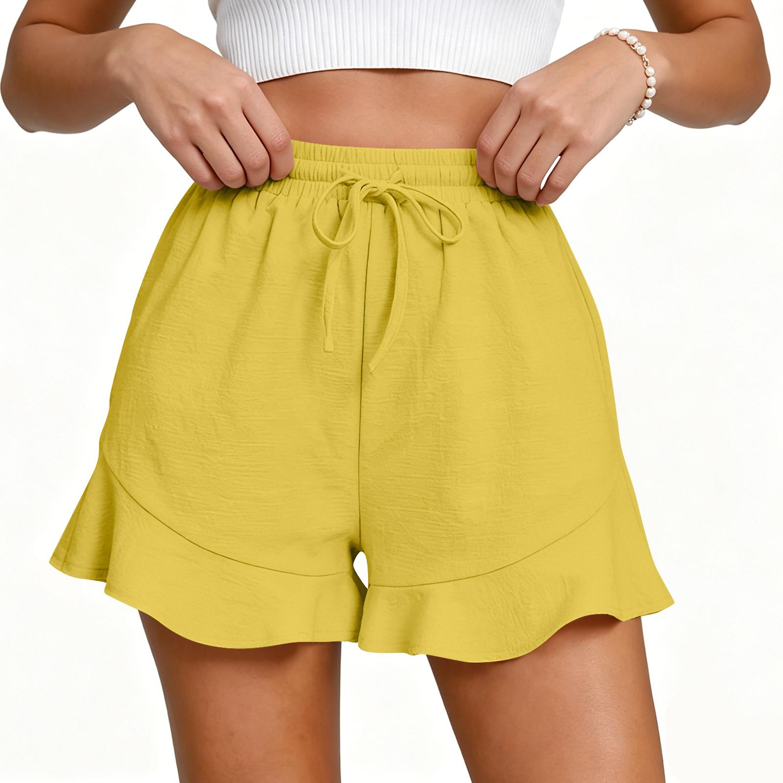 

Women s Casual, Loose-fitting -color Pants With Pockets XL жовтий
