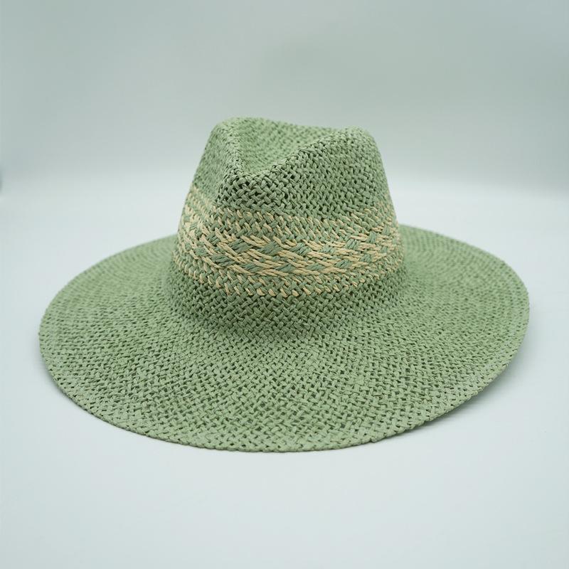 

Summer Panama Sun Hat for Women Jacquard Pattern Straw Hat Fashion Lady Wide Brim Sun Hat Unisex Beach Hats Kentucky Derby Hat армія зелений колір