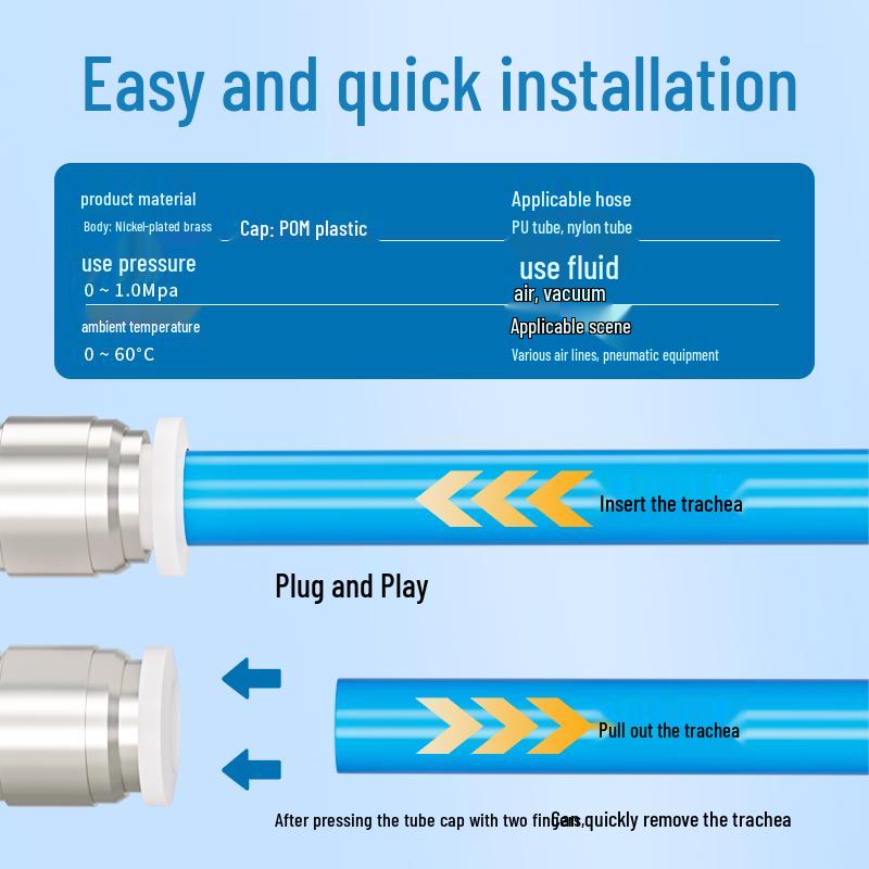 Micro Pneumatic Quick Connector with Internal Hex Thread: POC3/4/6/8-M3/M5/01/02