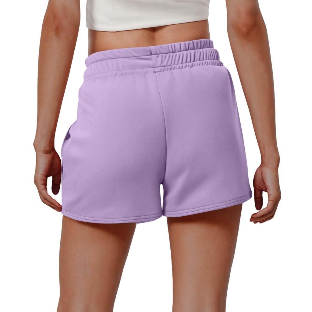 Women's Sports Shorts Casual Loose Solid Color Elastic Waist Shorts