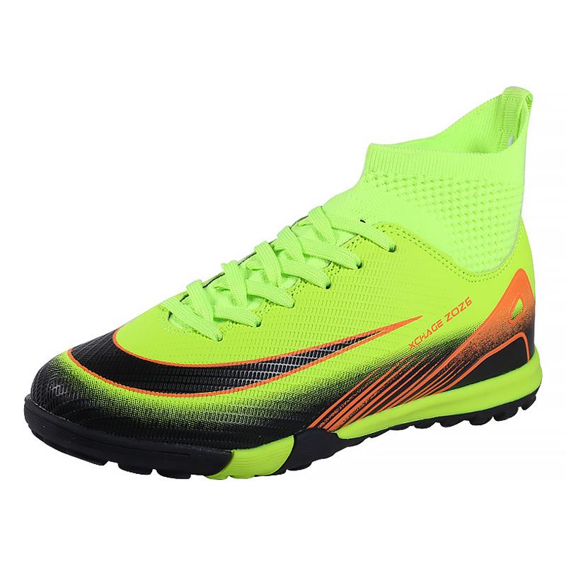 

New Non-Slip Youth High-Top Football Shoes Broken Nails Professional Primary And Secondary School Students Sports Competition Football Shoes Men 40 зелений