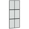 Sliding Door with Fittings Black 90 x 205 cm Tempered Glass